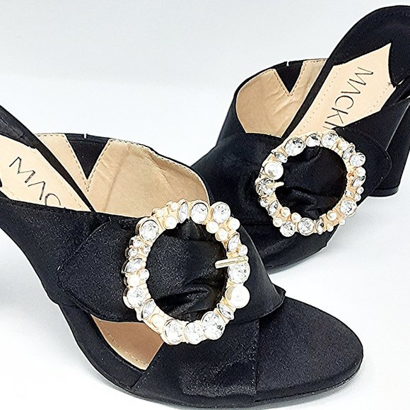 NIB sz 8 Sexy Mules Rhinestone Buckle Sandal  3.5" - Picture 5 of 8